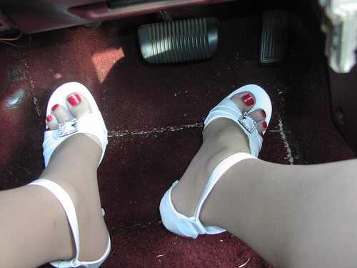 White heels and driving