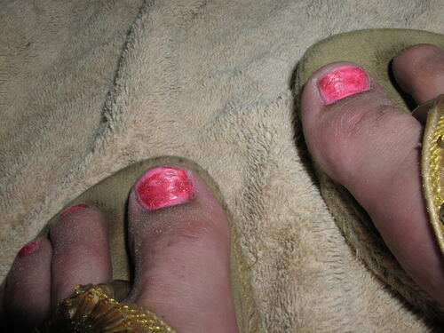 Closeup of my pink toes