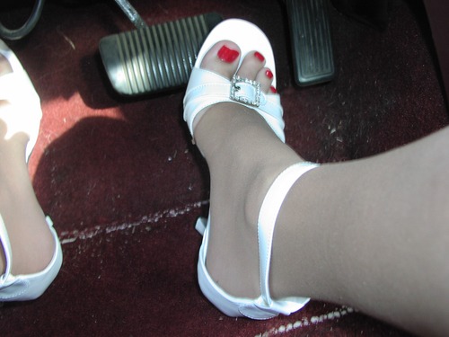 Driving car with heels