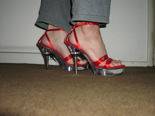 My 6" red heels walking