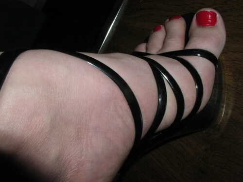 Lovely black heels closeup